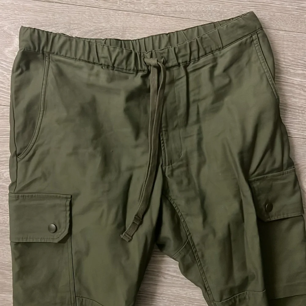 Beams Green Drawstring Cargo Pants - Picture 2 of 4